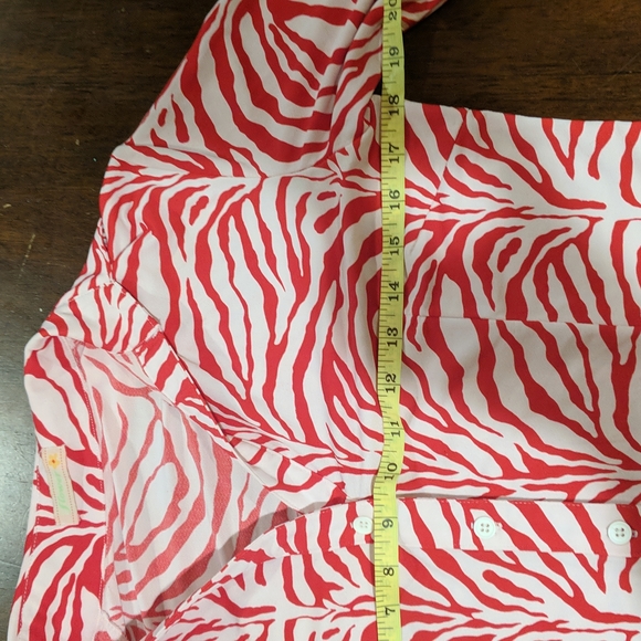 Animal Love Red and white Top Red and White Zebra Print Buttondown Blouse - Picture 9 of 10